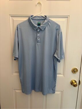Pro Tour Coolplay Men's Light Blue Micro-Check Polo Shirt